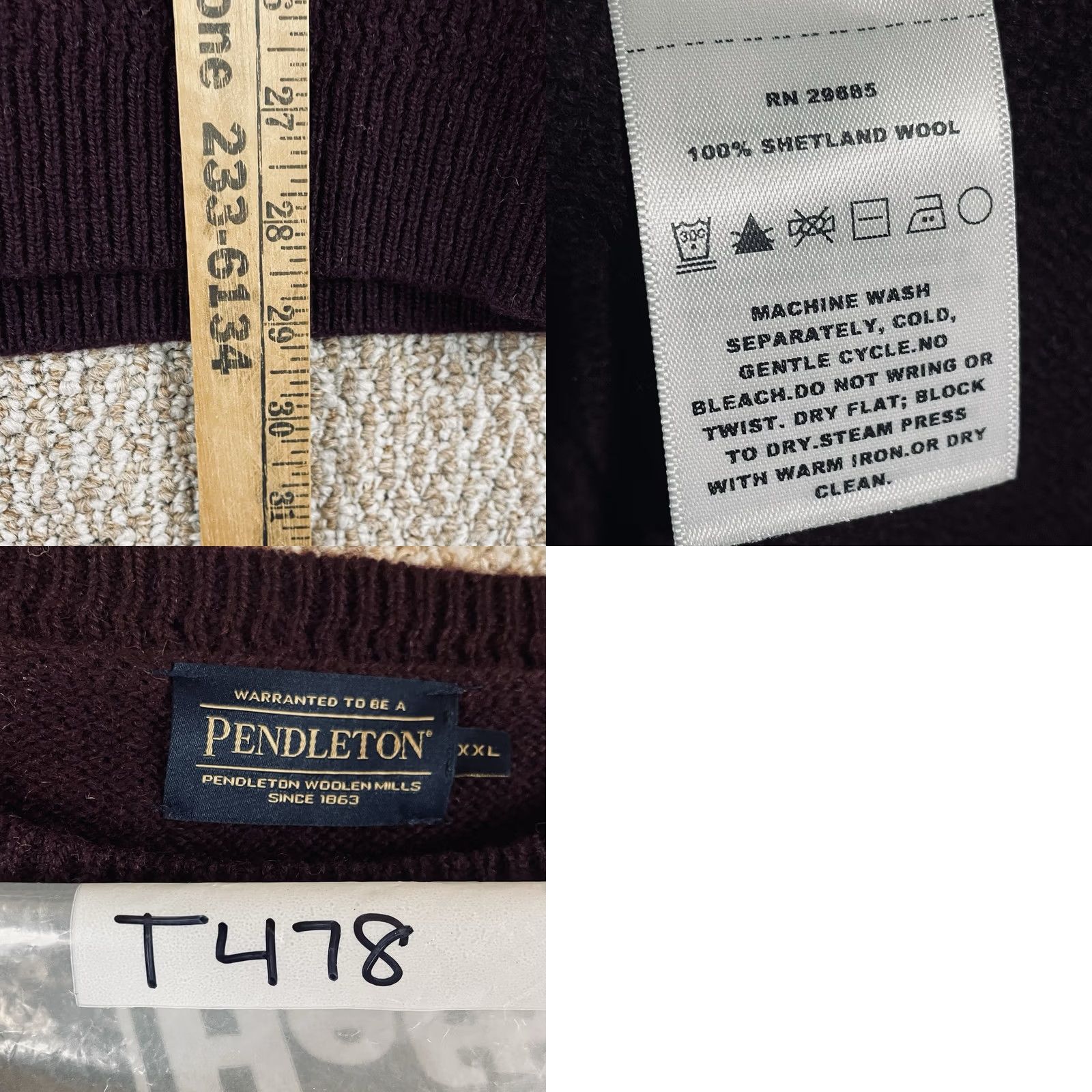 Pendleton Pendleton Sweater Mens 2XL Maroon Washable Shetland Wool Crew Neck Long Sleeve T478 Size US XXL / EU 58 / 5 - 8 Thumbnail