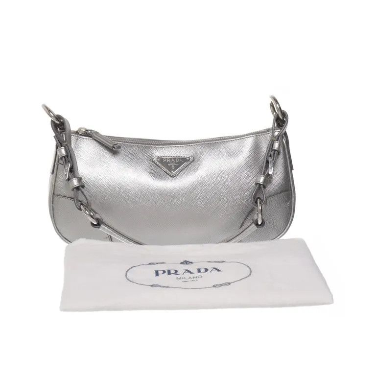 Prada F/W06 Silver Saffiano Leather Shoulder Bag Size ONE SIZE - 1 Thumbnail