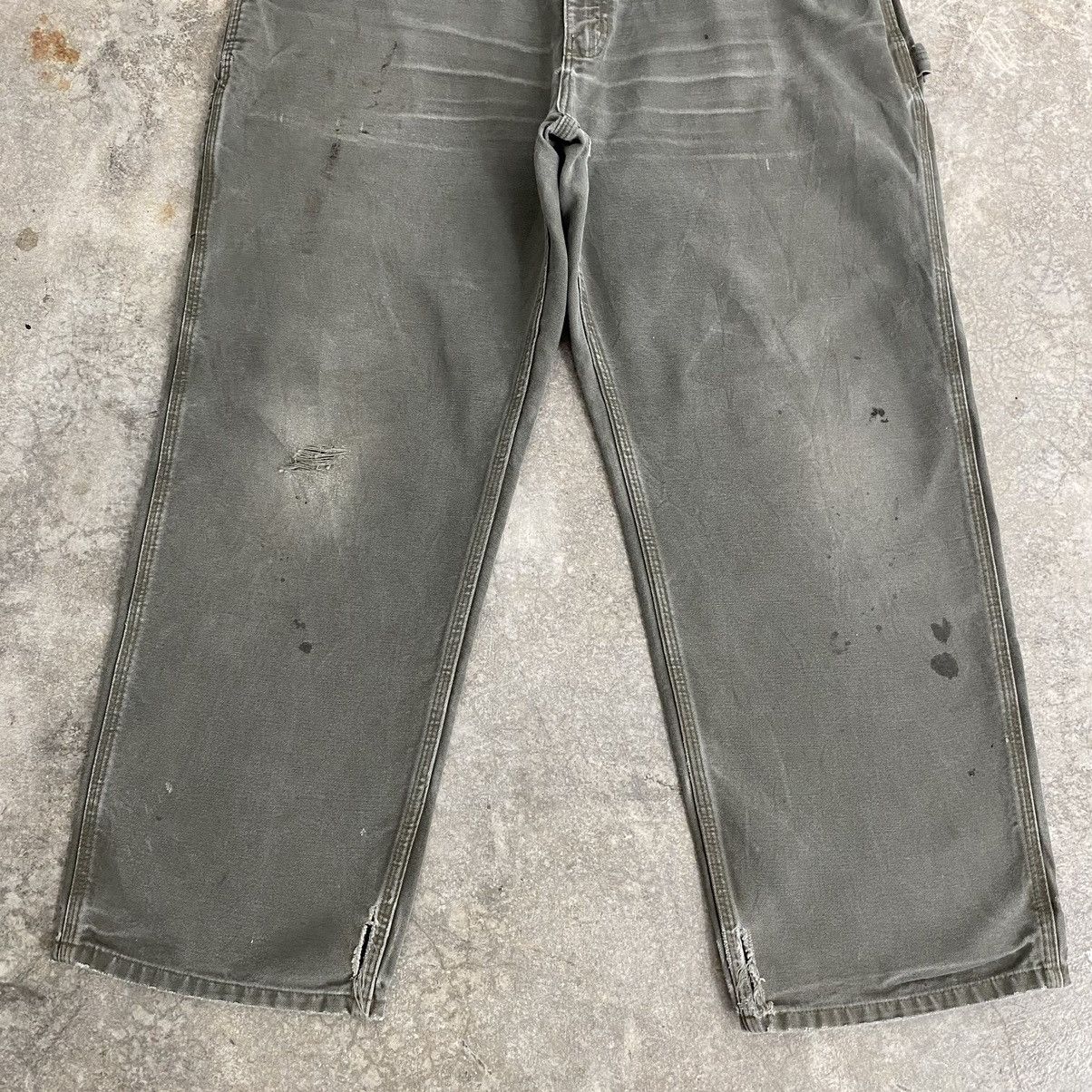 Carhartt VTG Carhartt Faded Moss Green Ripped Carpenter Pants Size US 37 - 5 Thumbnail