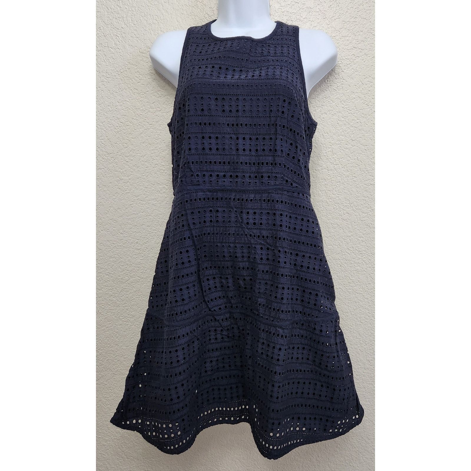 Gap GAP Navy Blue Eyelet A Line Sleeveless Mini Dress 4 Size S / US 4 / IT 40 - 1 Thumbnail