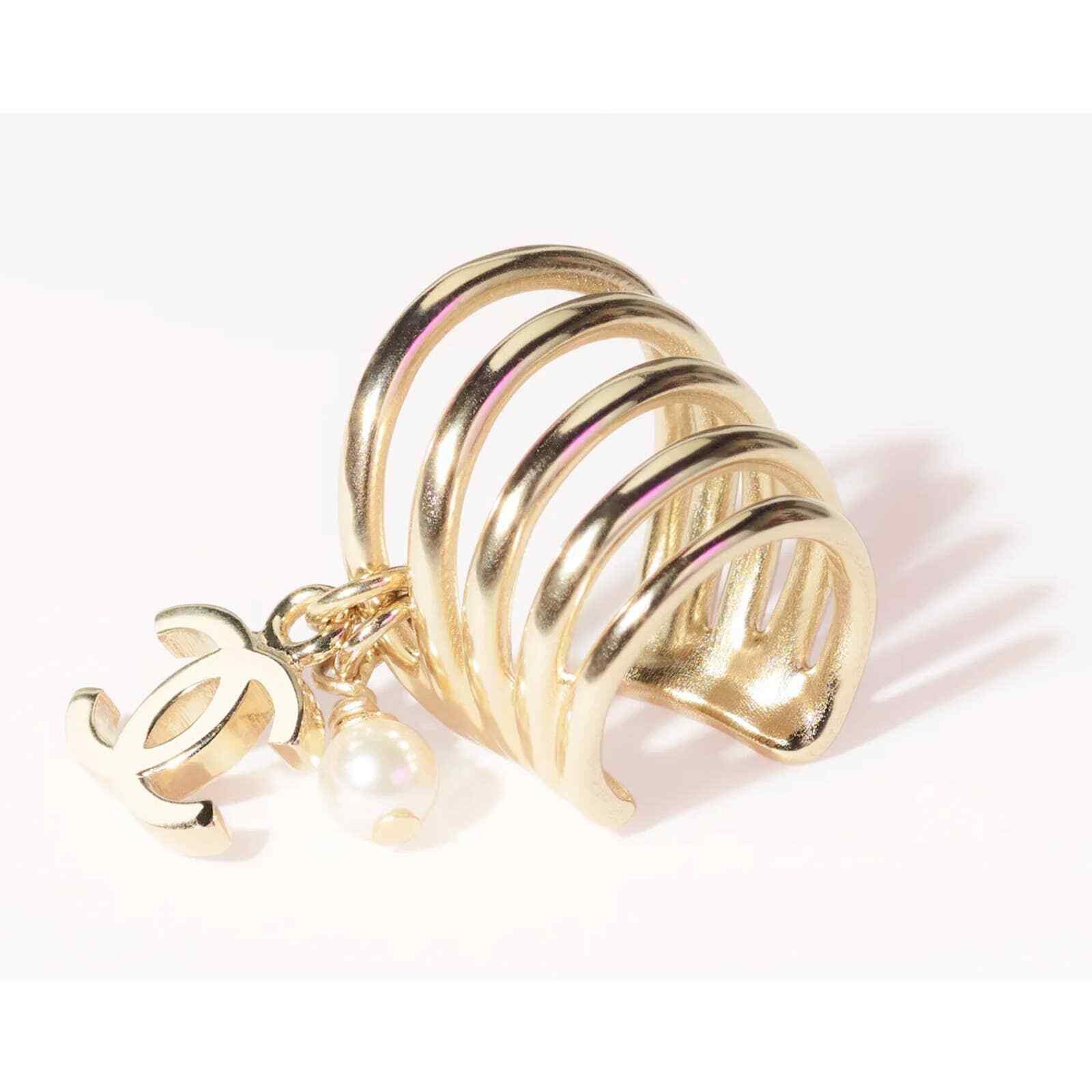 Chanel Chanel Gold Pearl White Drop Statement Cuff Earring Jewel Size ONE SIZE - 5 Thumbnail