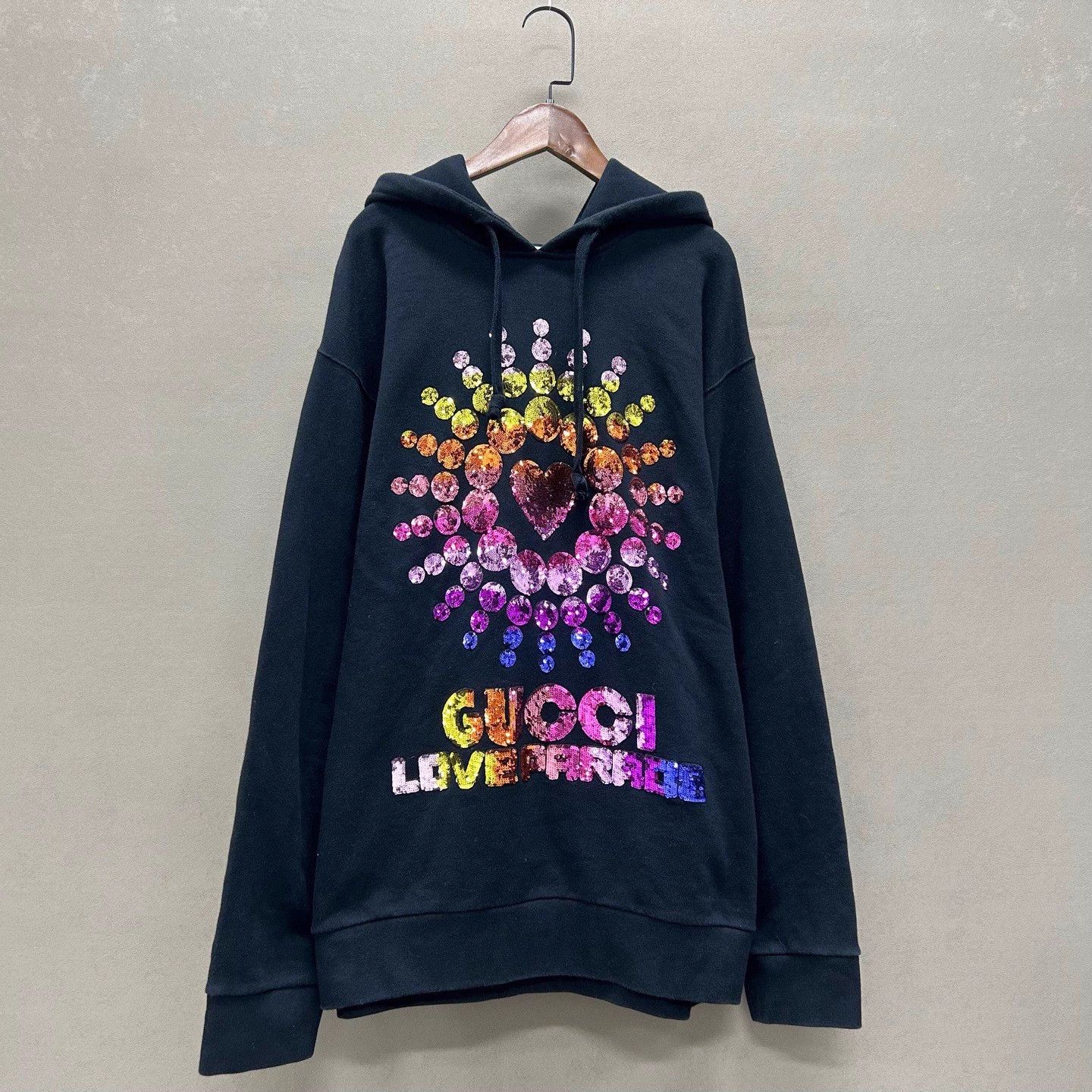 Gucci Black Sequin Hoodie 98 New L