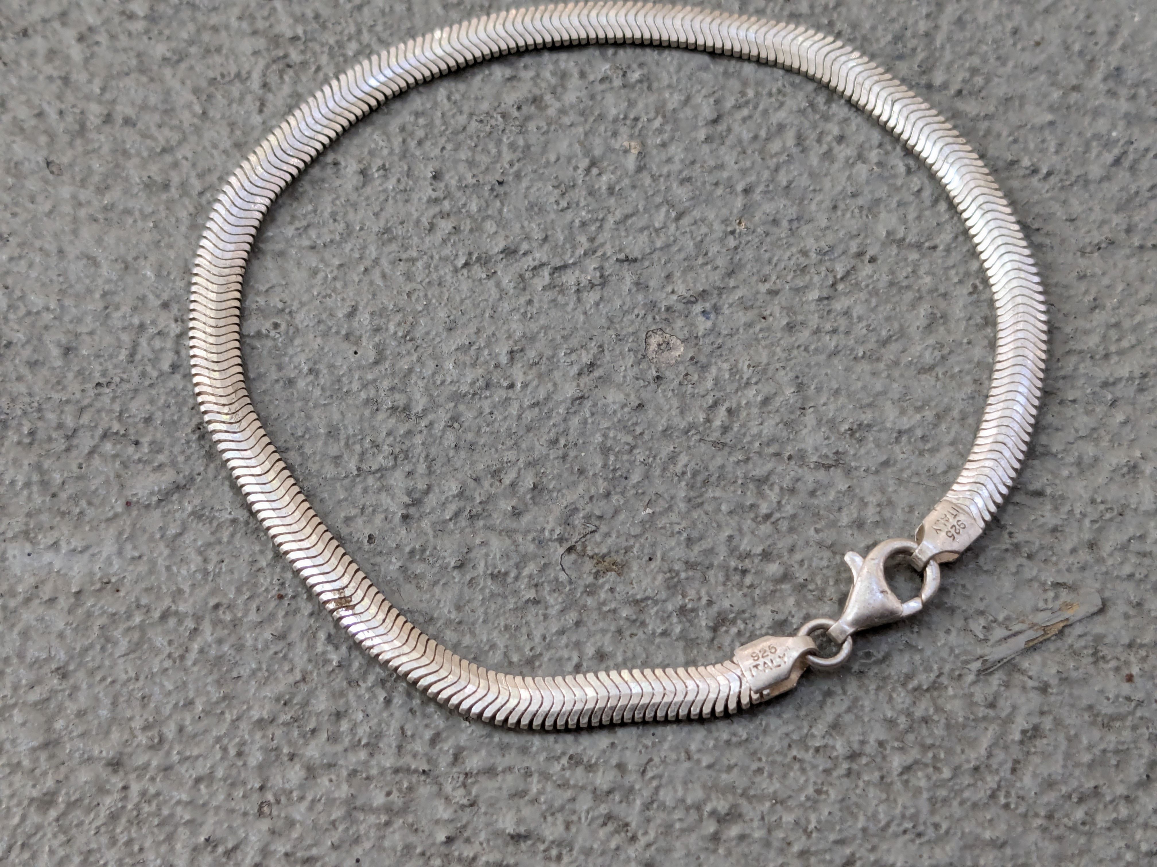 Vintage Vintage Sterling Silver Herringbone Bracelet Snake Italy Size ONE SIZE - 4 Thumbnail