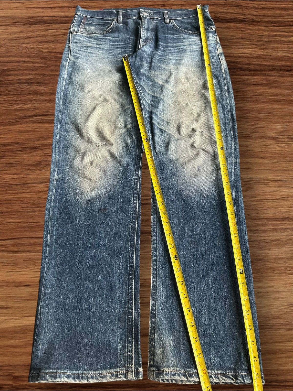 Edwin Vintage Japanese Brand Mud Blue Faded Washed Straight Jeans Size US 34 / EU 50 - 9 Thumbnail