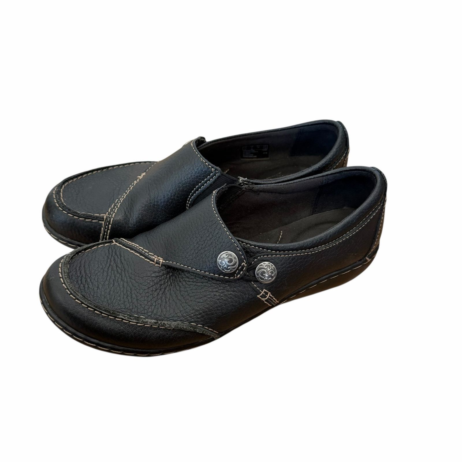 Clarks Clarks Black Leather Ashland Lane Q Slip On Loafers Sz 8 Size US 8 / IT 38 - 4 Thumbnail