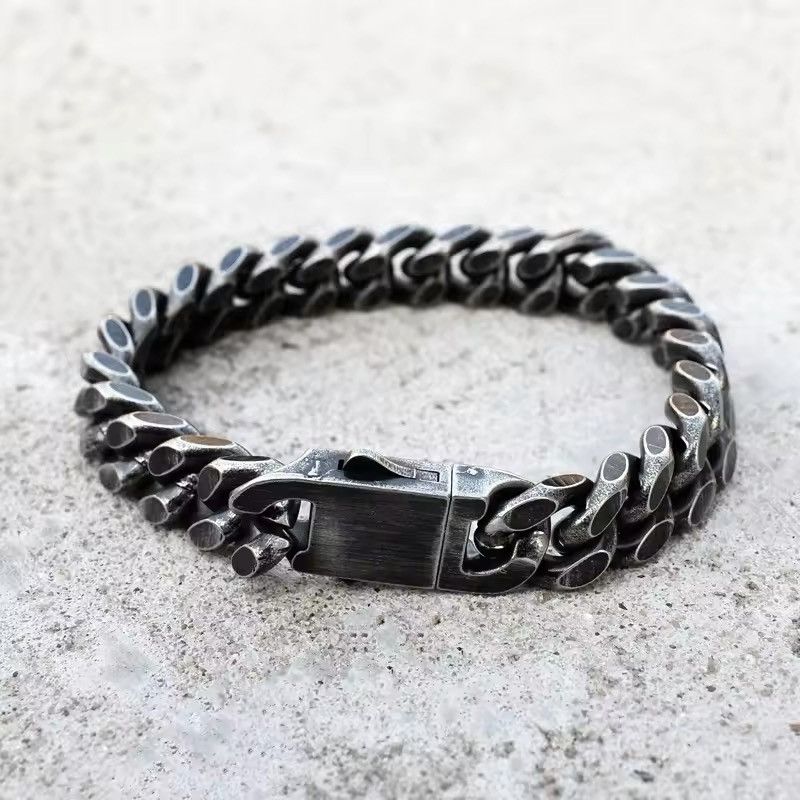 Jewelry Antique Black Plated Thick Chain Bracelet Size ONE SIZE - 5 Thumbnail