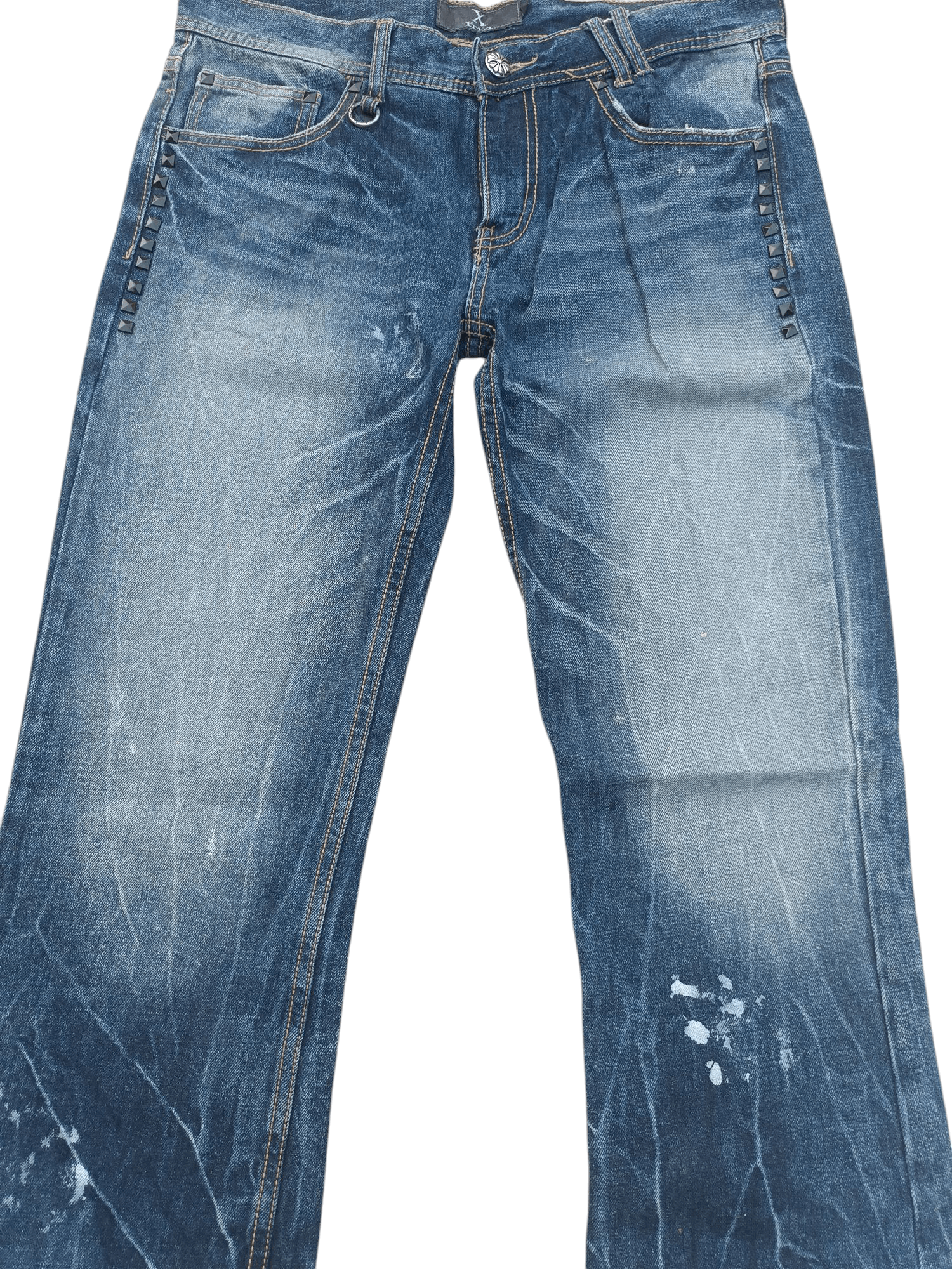 Japanese Brand × Seditionaries FIRE 🔥 Japanese Painted Faded Flare Stud Jeans 🔥 E065 Size US 34 / EU 50 - 2 Thumbnail