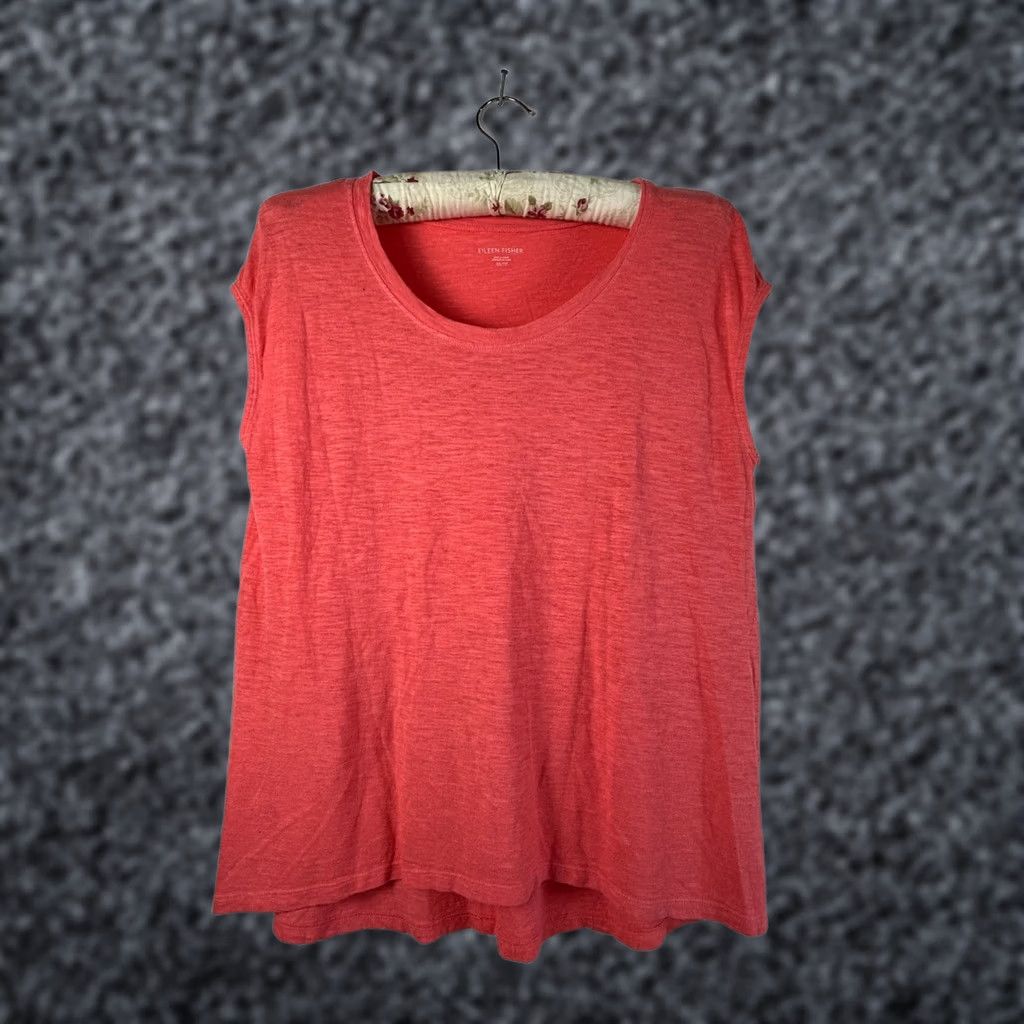 Eileen Fisher Eileen Fisher Womens T-Shirt Scoop Neck Cap Sleeve Red XS Pullover Casual Size XS / US 0-2 / IT 36-38 - 1 Thumbnail