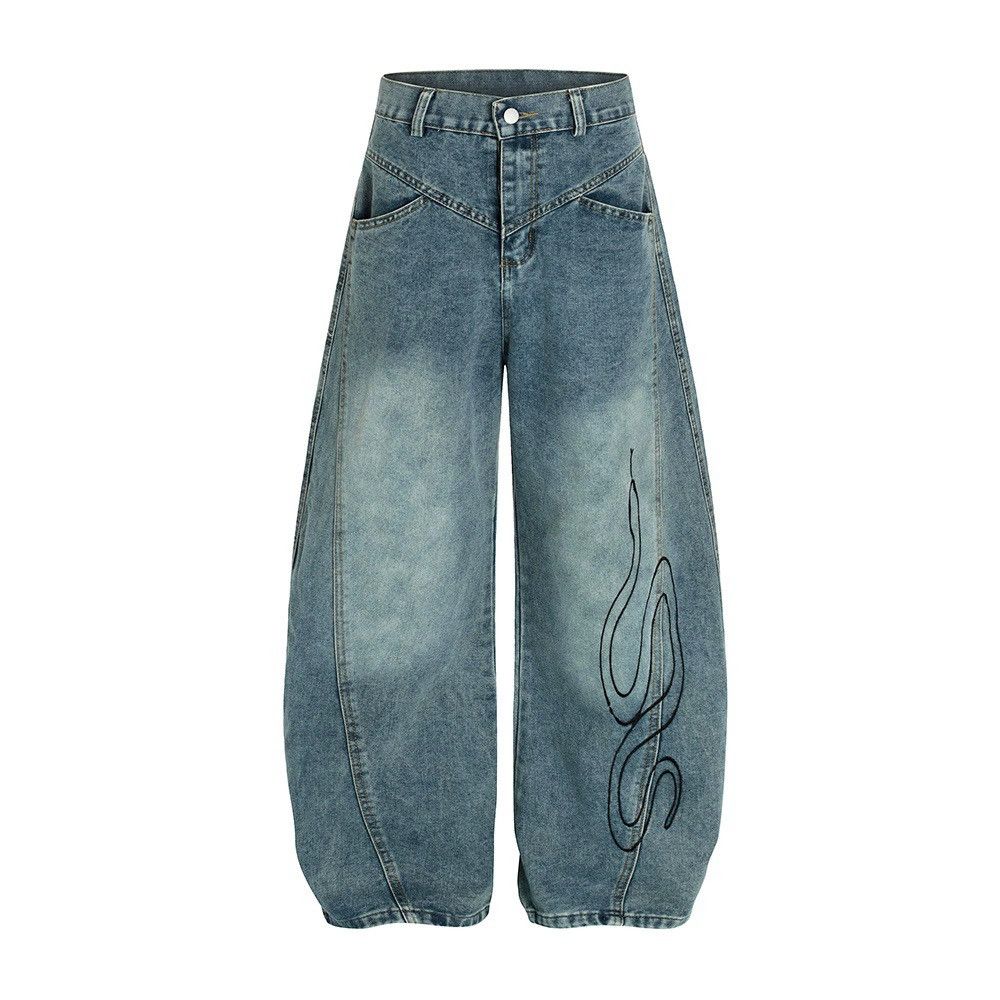 American men's cargo distressed washed punk scimitar jeans