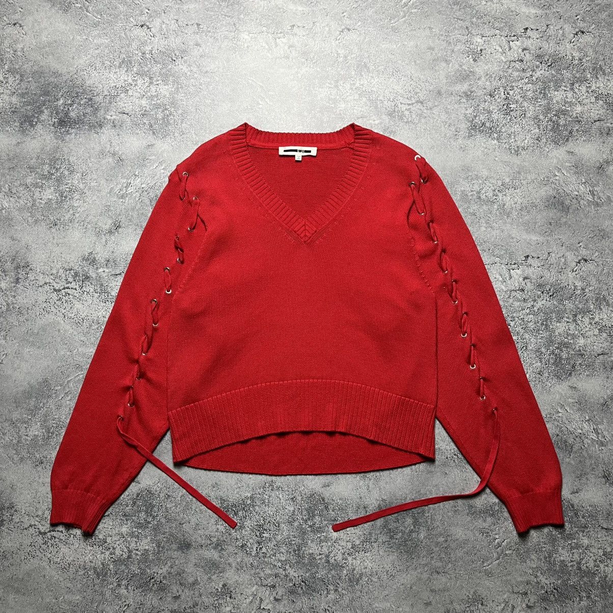 Alexander McQueen Alexander McQueen MCQ Knitted Red Sweater V-Neck Luxury Size XS / US 0-2 / IT 36-38 - 1 Thumbnail