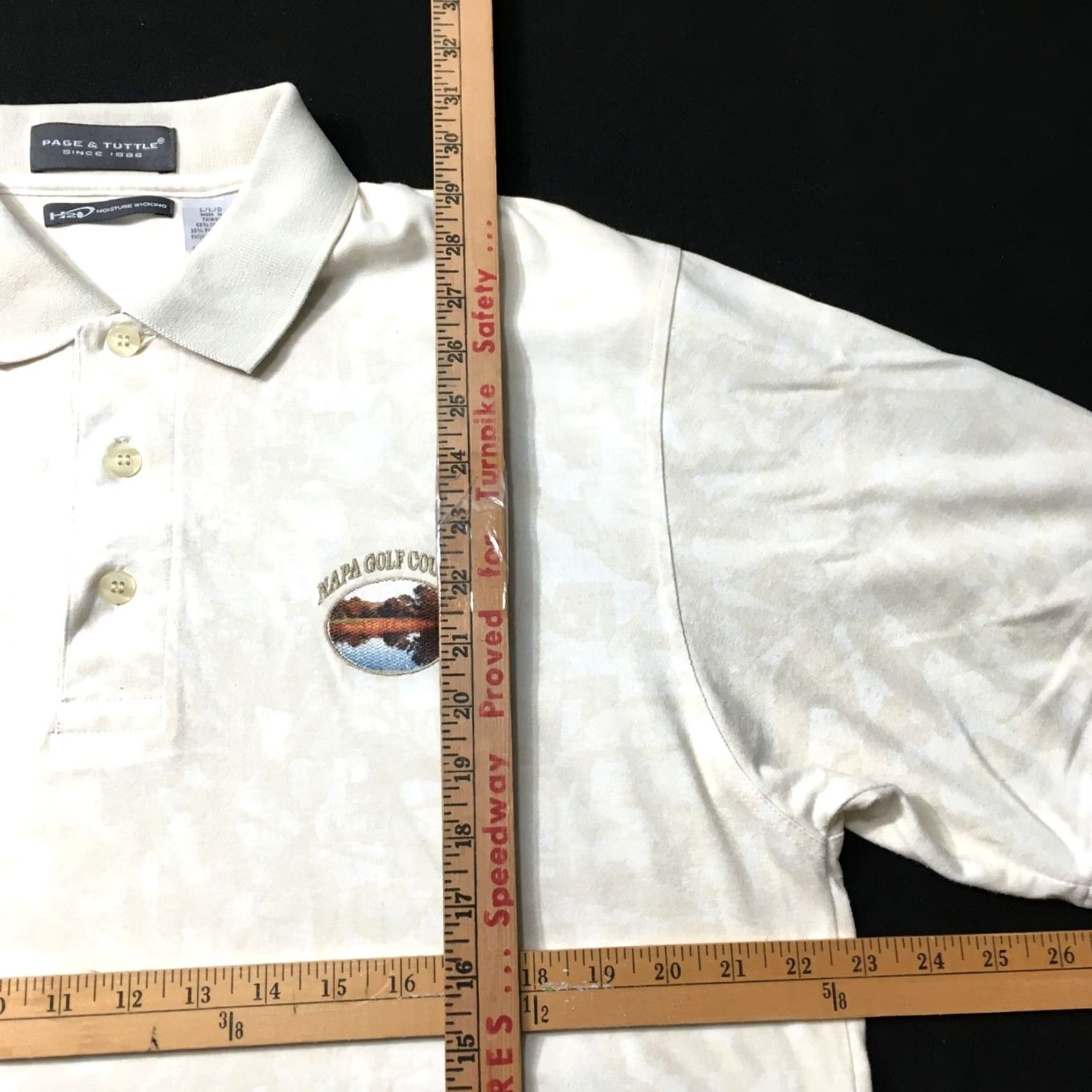 Vintage Page & Tuttle Men Polo Shirt L Beige Golf USA Military Patriotic Classic Mens Size US L / EU 52-54 / 3 - 4 Thumbnail