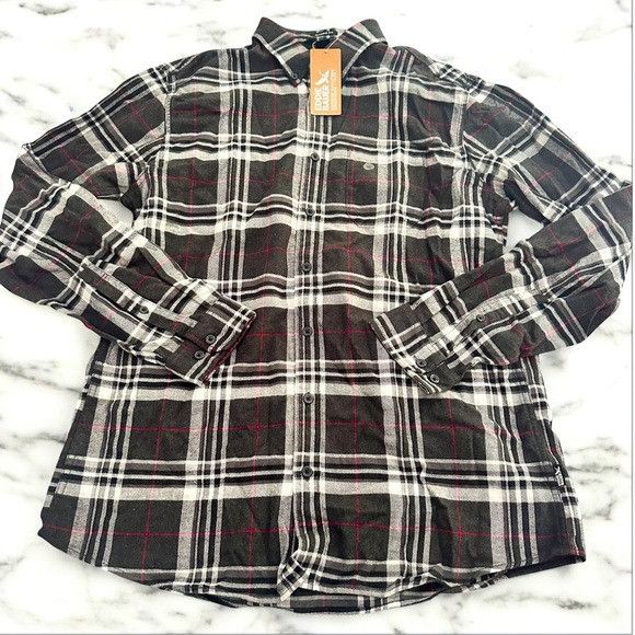Eddie Bauer NWT Eddie Bauer Black, White, and Red Plaid Cotton Button Do Size US L / EU 52-54 / 3 - 1 Thumbnail