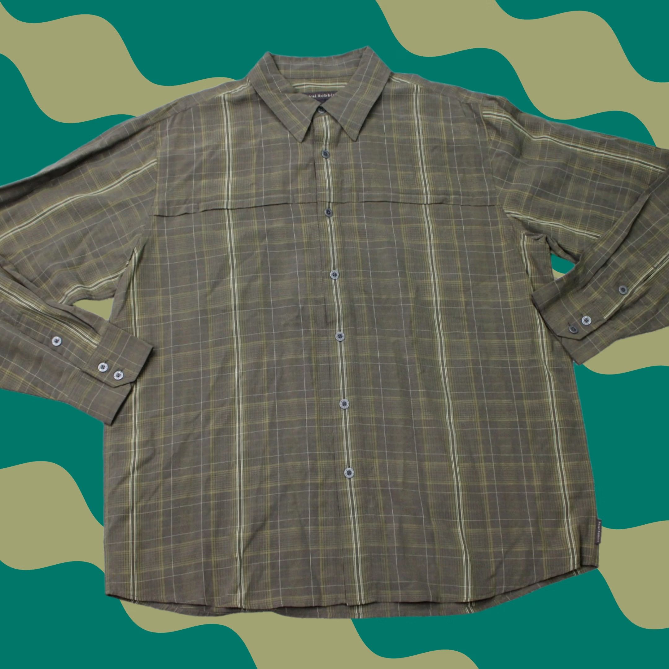 Royal Robbins Royal Robbins Shirt Mens Large Green Modal Rayon/Polyester Blend Long Sleeve Button-Up Collared Pocketed Plaid 83% Modal 17% Polyester Size US L / EU 52-54 / 3 - 1 Thumbnail