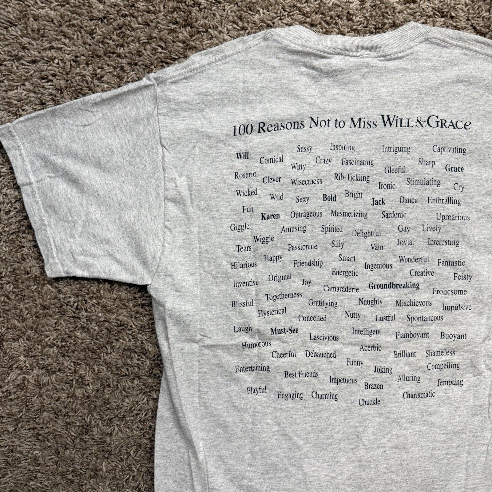 Vintage Vintage Will & Grace TV Show Promo Tee Heather Grey T-Shirt Size US L / EU 52-54 / 3 - 5 Thumbnail