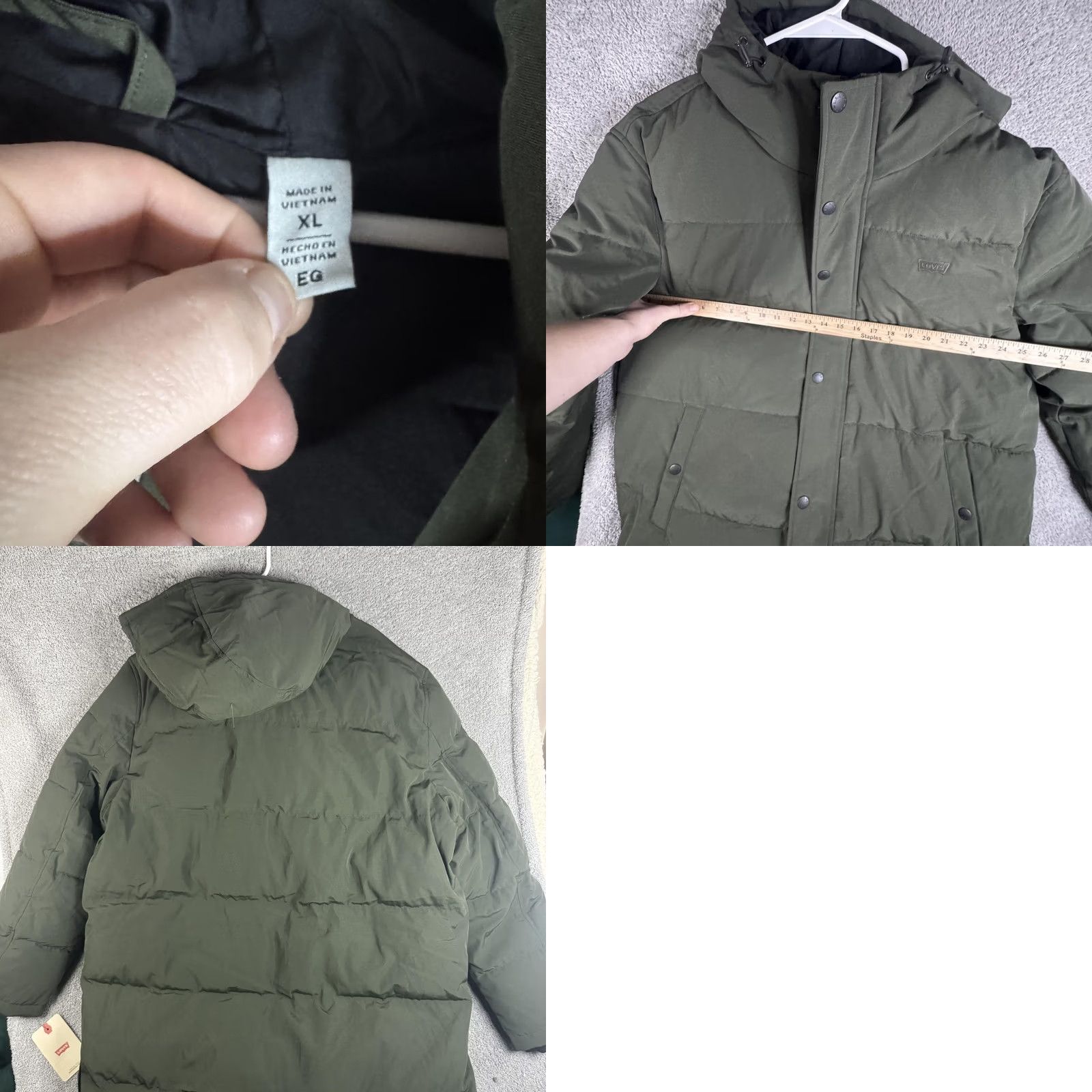 Levi's Levi's Coat Mens XL Green Hooded Long Puffer Insulated Winter LM1RP332 Size US XL / EU 56 / 4 - 8 Thumbnail