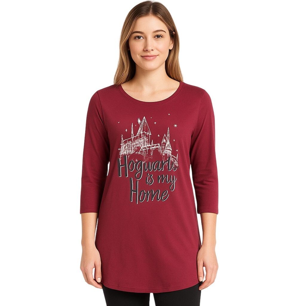 Universal Studios Harry Potter Hogwarts Is My Home Sleep Shirt Burgundy M Size M / US 6-8 / IT 42-44 - 1 Thumbnail
