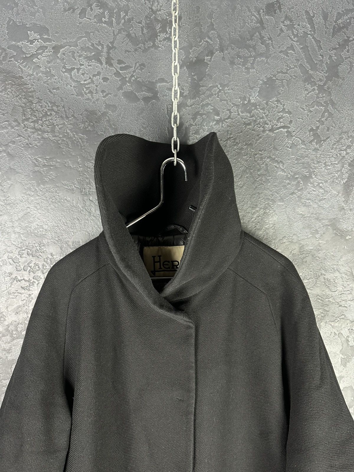 Herno × Vintage HERNO Vintage Women’s Black Short Sleeve Overcoat Designer Size L / US 10 / IT 46 - 8 Thumbnail