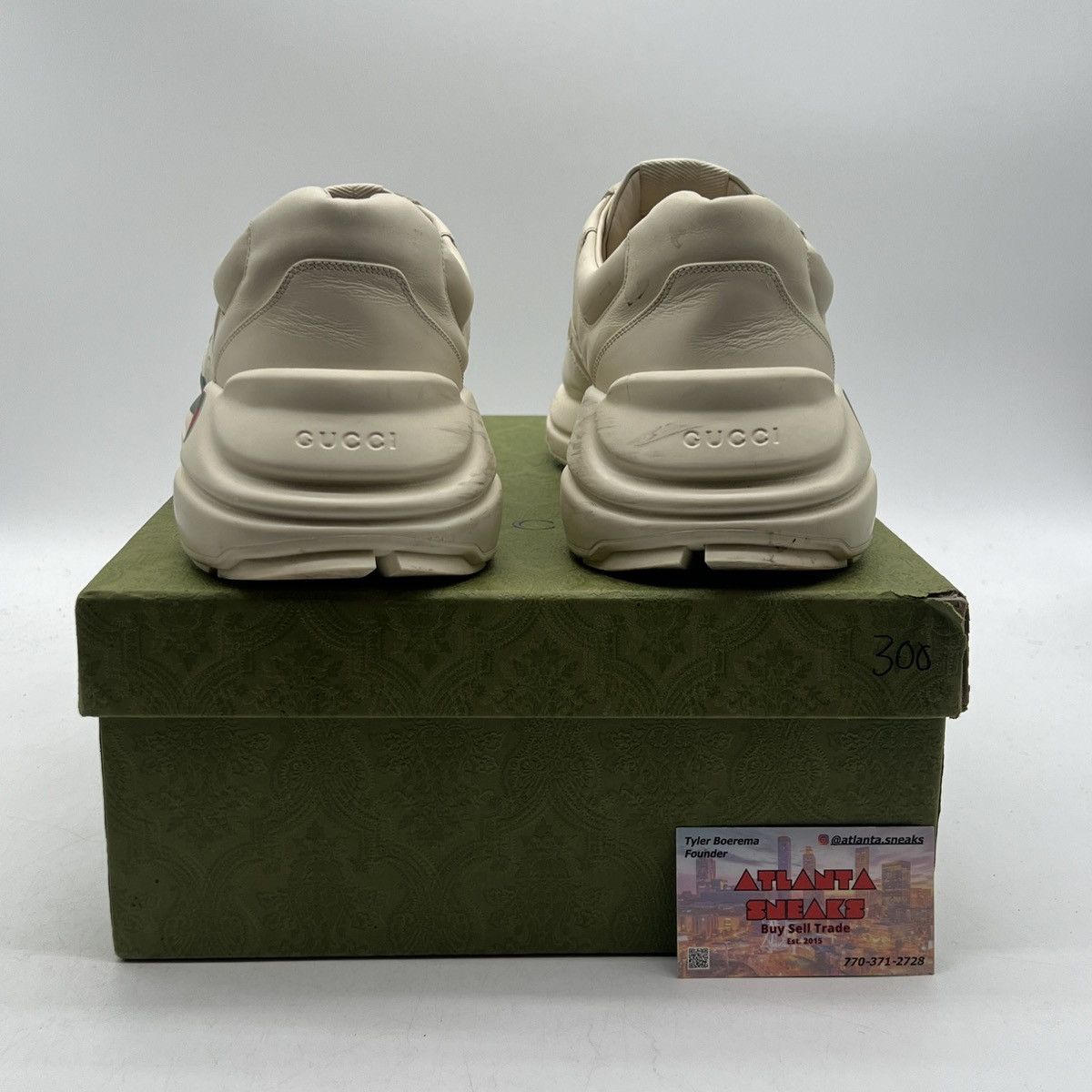 Gucci GUCCI Calfskin Logo Men’s Rhyton Sneakers Ivory Size US 12.5 / EU 45-46 - 3 Thumbnail