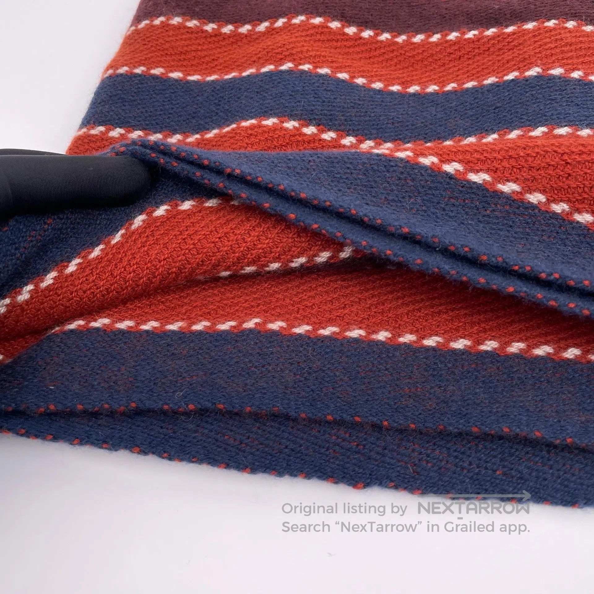 Loro Piana LORO PIANA Red and blue striped color block scarf| Size ONE SIZE - 8 Thumbnail