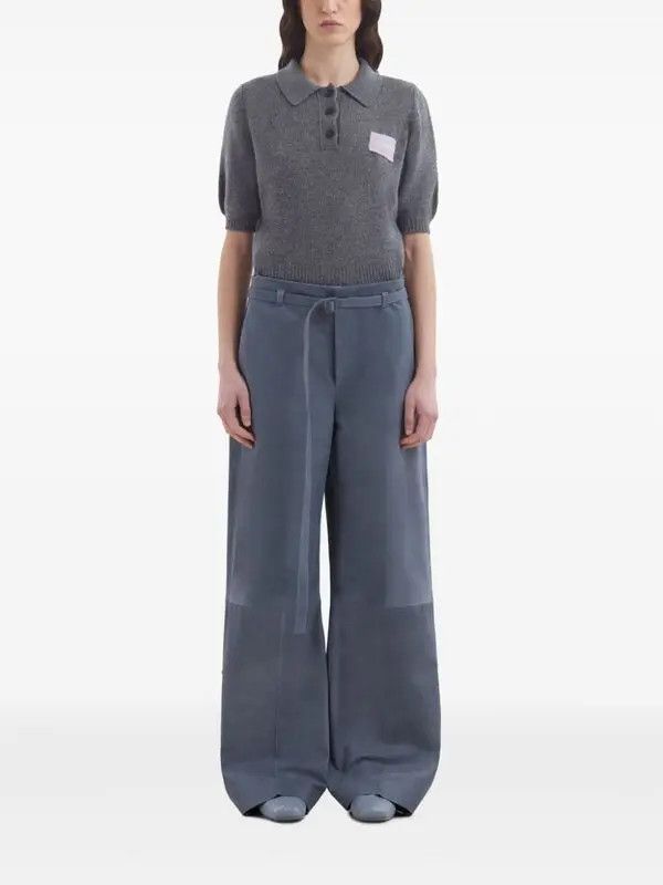 Marni o1w1db11125 Belted Calf-Leather Pants in Blue Size 28" / US 6 / IT 42 - 2 Thumbnail