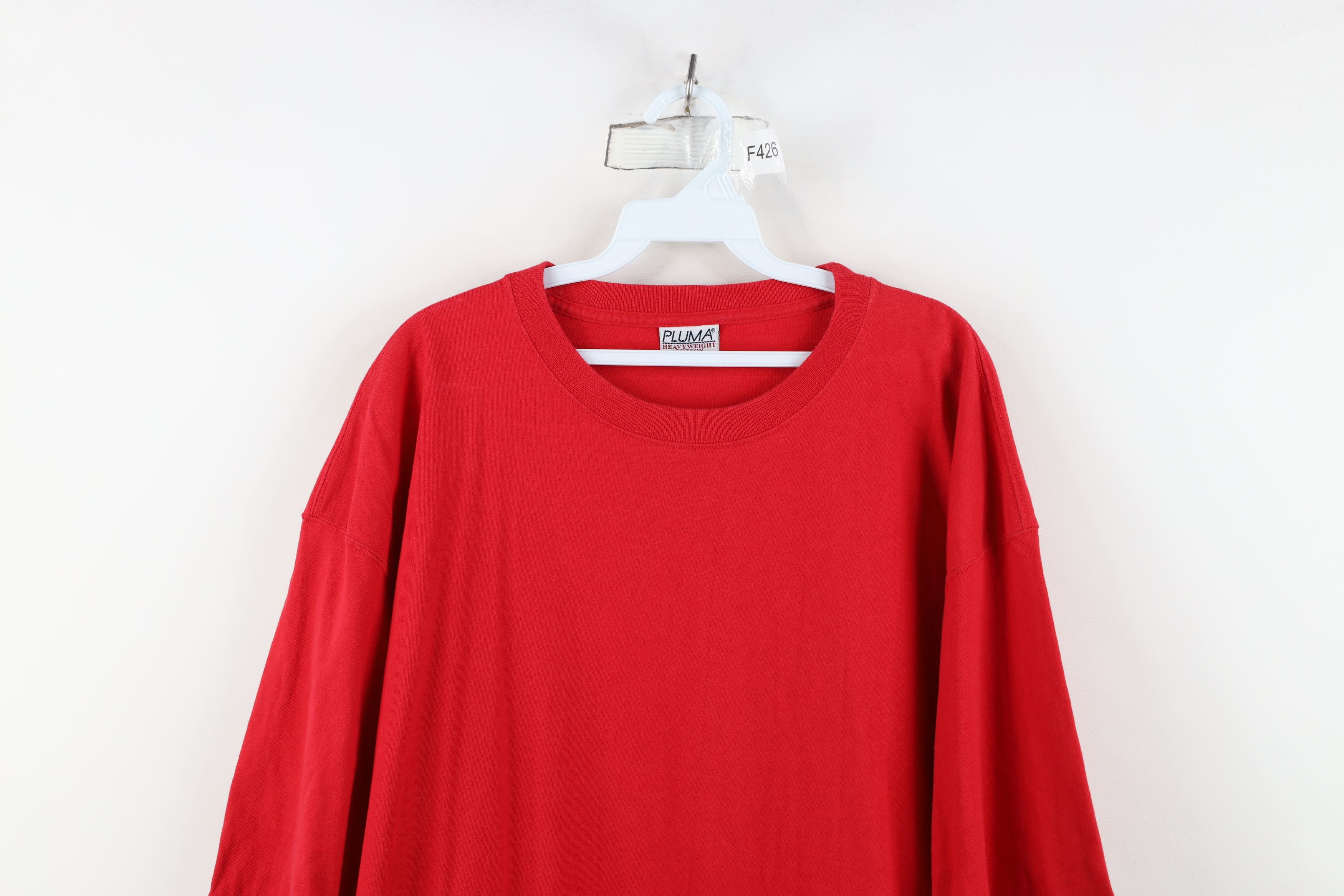 Vintage Vintage 90s Streetwear Heavyweight Baggy T-Shirt Red Cotton Size US XL / EU 56 / 4 - 2 Thumbnail