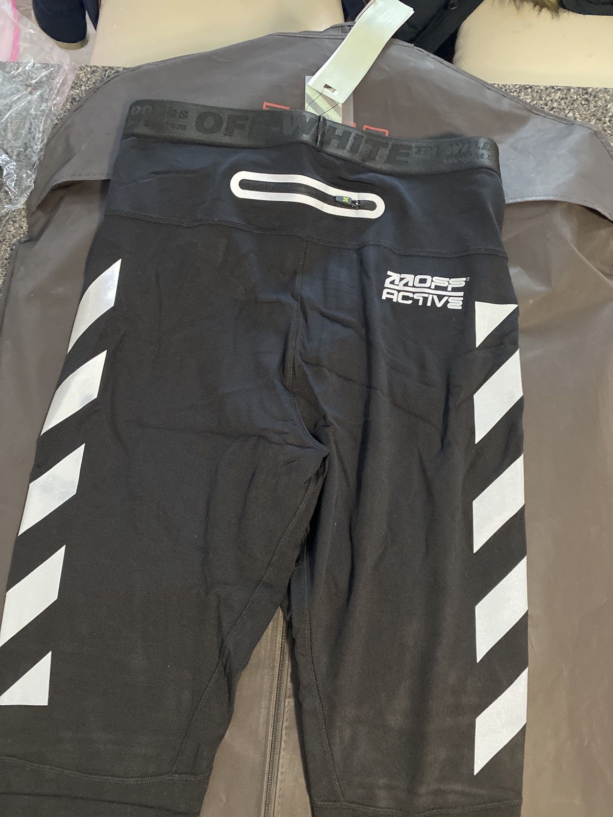 Off-White × Virgil Abloh Off-White Running Leggings Black Silver Size US 33 - 2 Thumbnail
