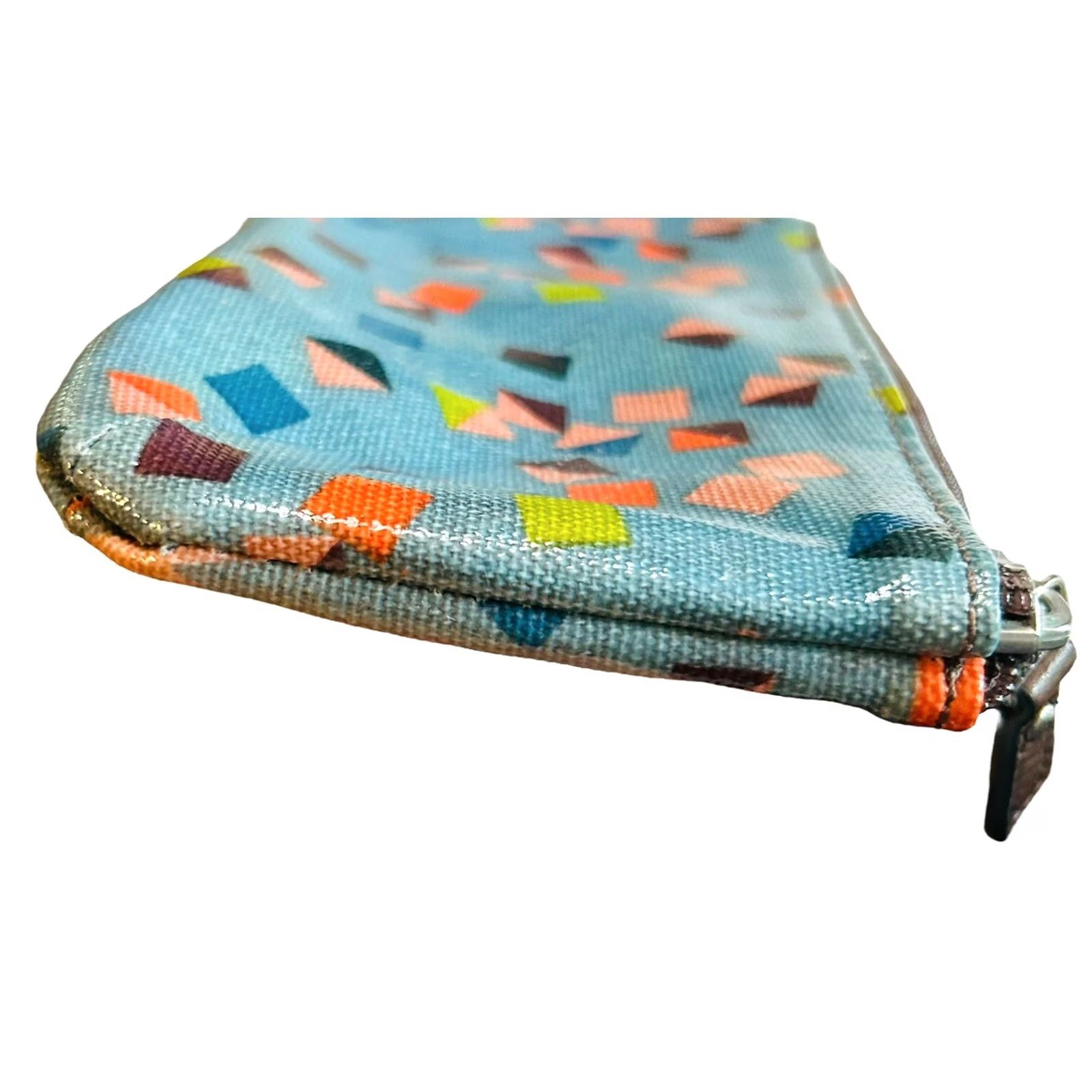 Fossil Fossil Blue Geometric Leather Pouch Wallet Women's Credit Card Holder Full Zip Size ONE SIZE - 6 Thumbnail