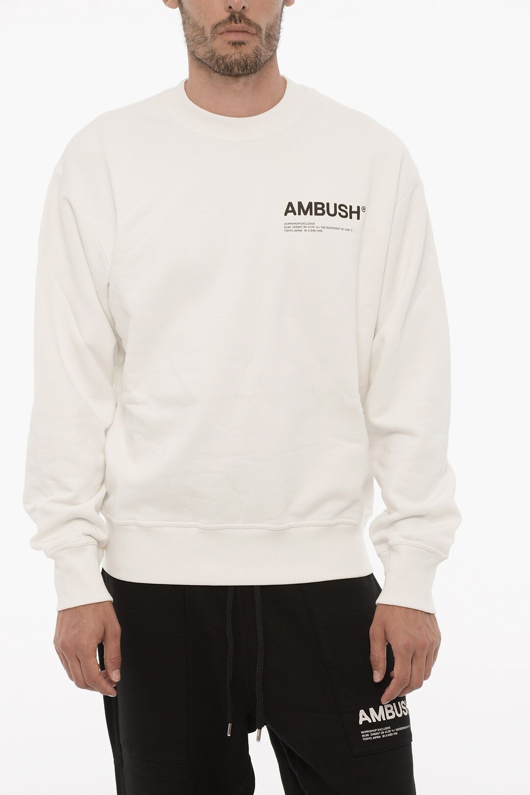 Ambush Design og1mm0925 Crewneck Sweatshirt in White/Black Size US XL / EU 56 / 4 - 1 Thumbnail