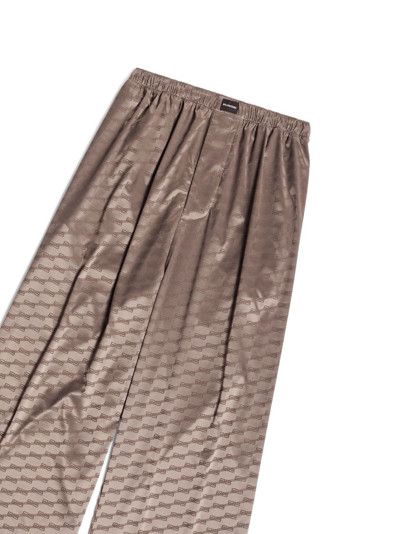 Balenciaga o1mt1gz1024 BB Monogram Loose Pyjama Pants in Beige Size 26" / US 2 / IT 38 - 3 Thumbnail