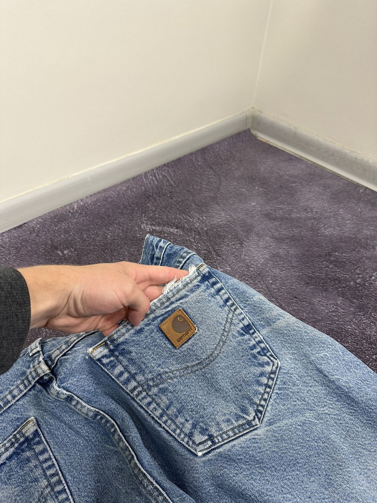 Carhartt × Vintage Vintage 90s Carhartt Baggy Work Light Blue Denim Jeans Pants Size US 38 / EU 54 - 6 Thumbnail