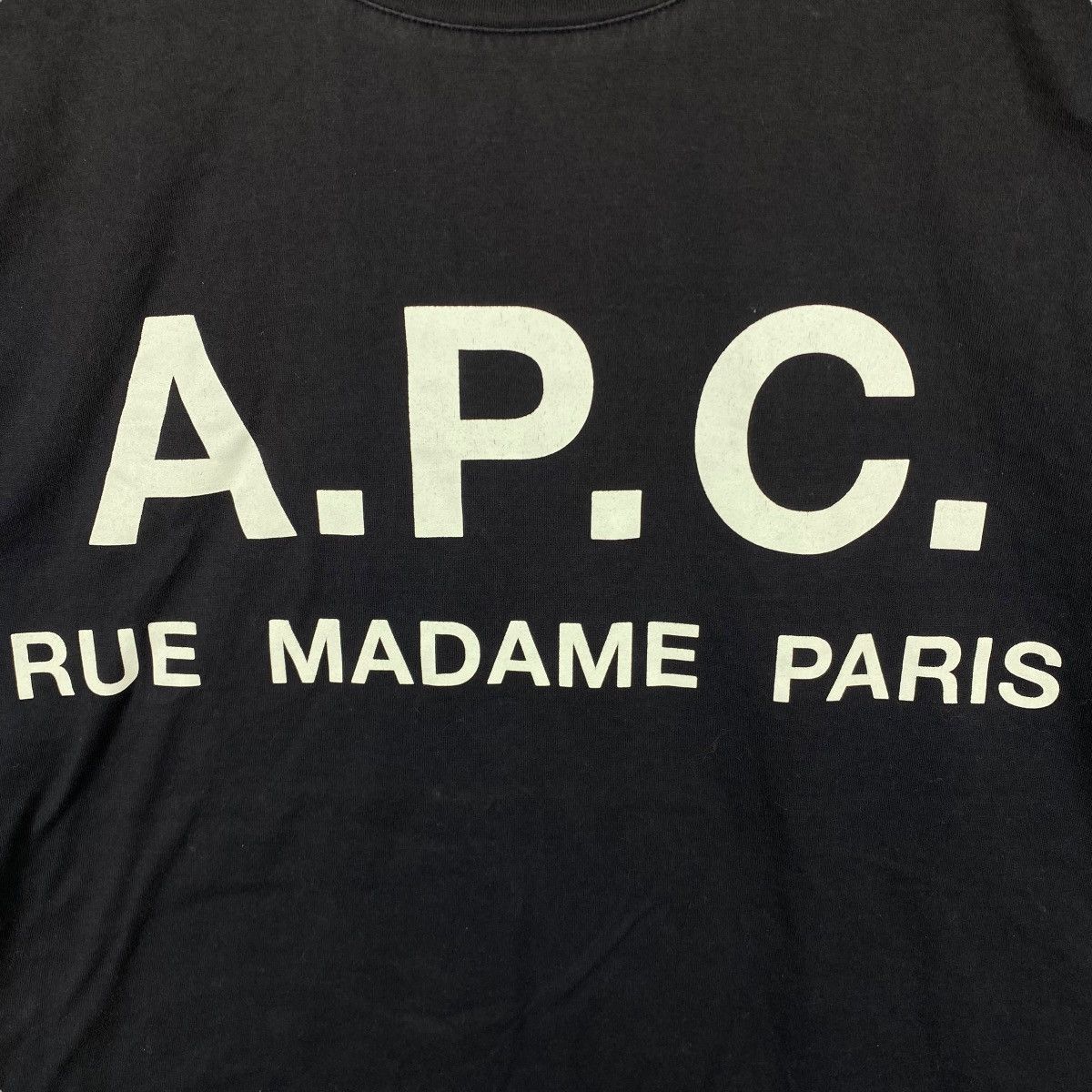 A.P.C. × Japanese Brand A.P.C. Rue Madame Paris Spellout Logo Faded Tee Shirt Size US XS / EU 42 / 0 - 2 Thumbnail