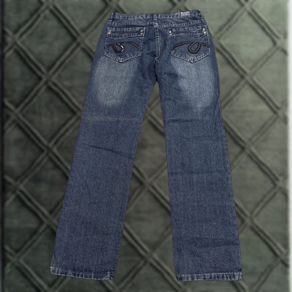 Vintage VINTAGE Kaalu Jeans Dark Wash Low Rise 42 in Waist Size 18 Women Grunge Skater Y2K Cyber Goth Straight Blue Size 40" / US 18 - 1 Thumbnail