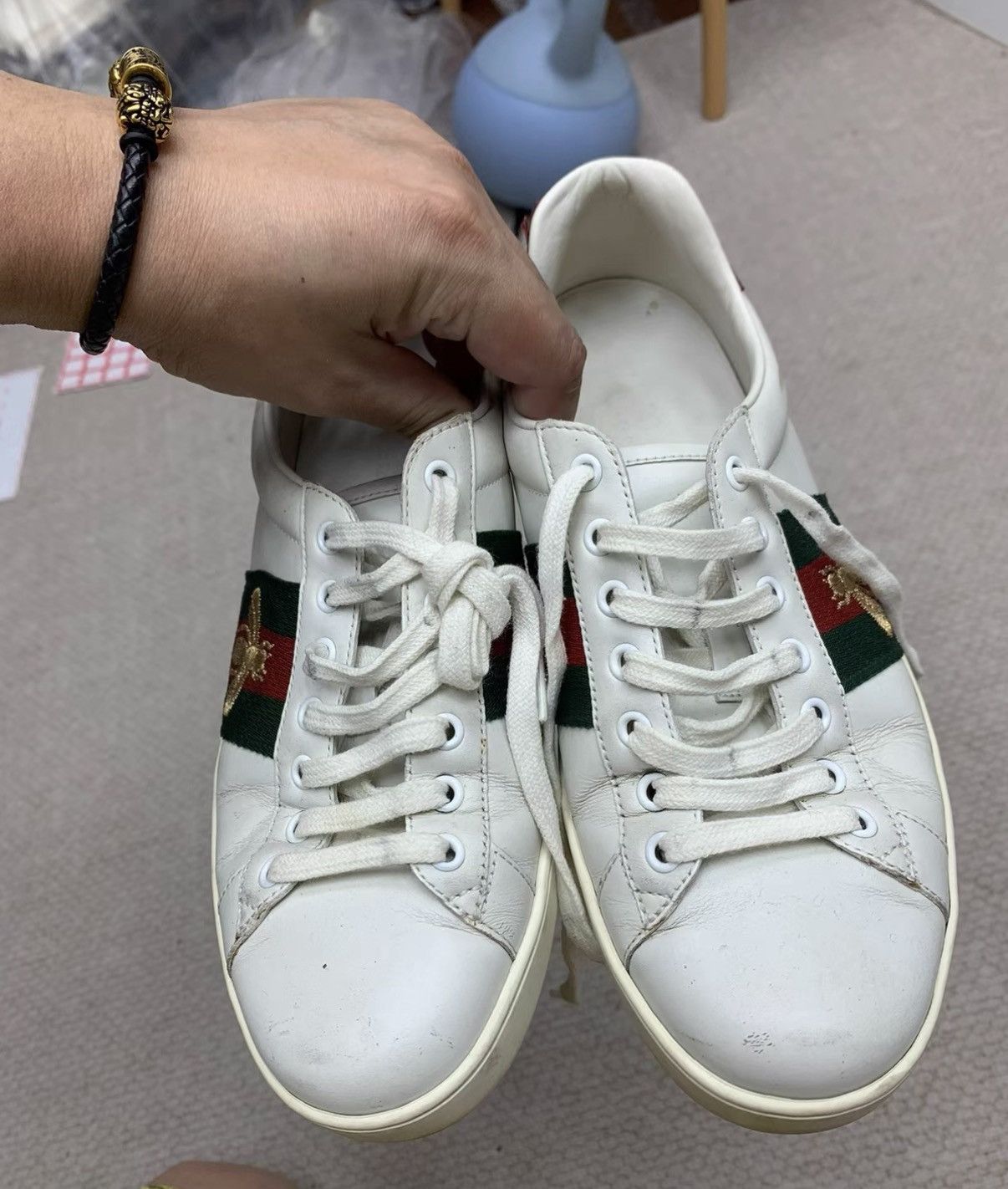 Gucci GUCCI Classic White Bee Sneakers Size US 7.5 / EU 40-41 - 2 Thumbnail
