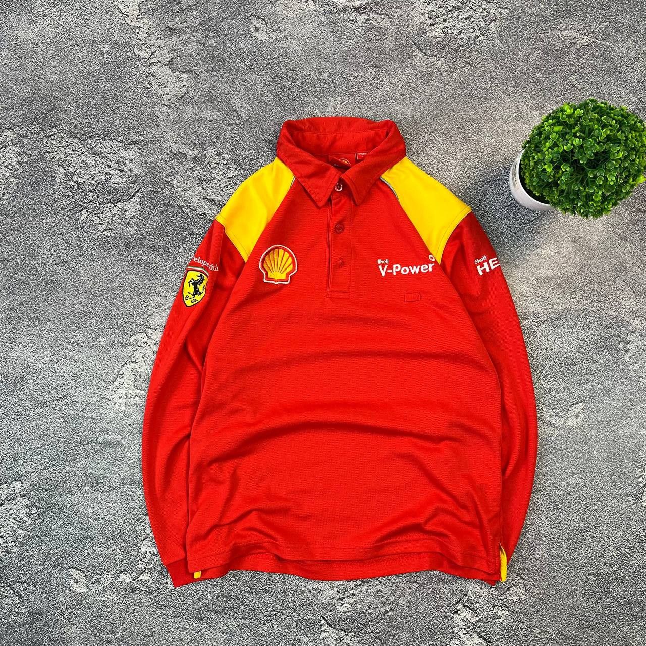 Ferrari × Vintage Vintage Shell Ferrari Red Long SLeeve Polo Shird,Size XL Size XL / US 12-14 / IT 48-50 - 1 Thumbnail