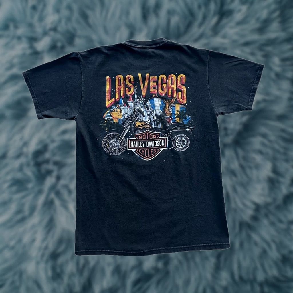 Harley Davidson VINTAGE Harley-Davidson Shirt Mens M Black 1990s Graphic Print Double-Sided RARE 90s Bike Tee Size US M / EU 48-50 / 2 - 1 Thumbnail