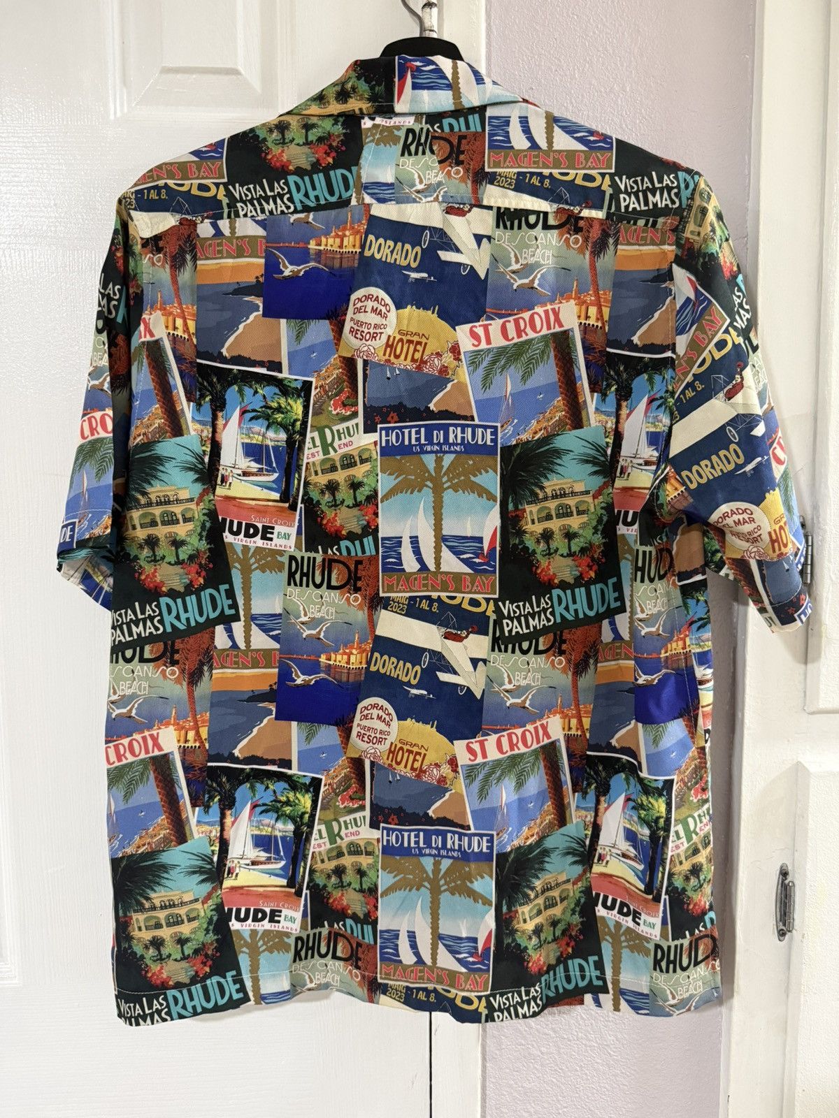 Rhude Rhude Mens Multi Color Postcard Silk Shirt Size US S / EU 44-46 / 1 - 2 Thumbnail
