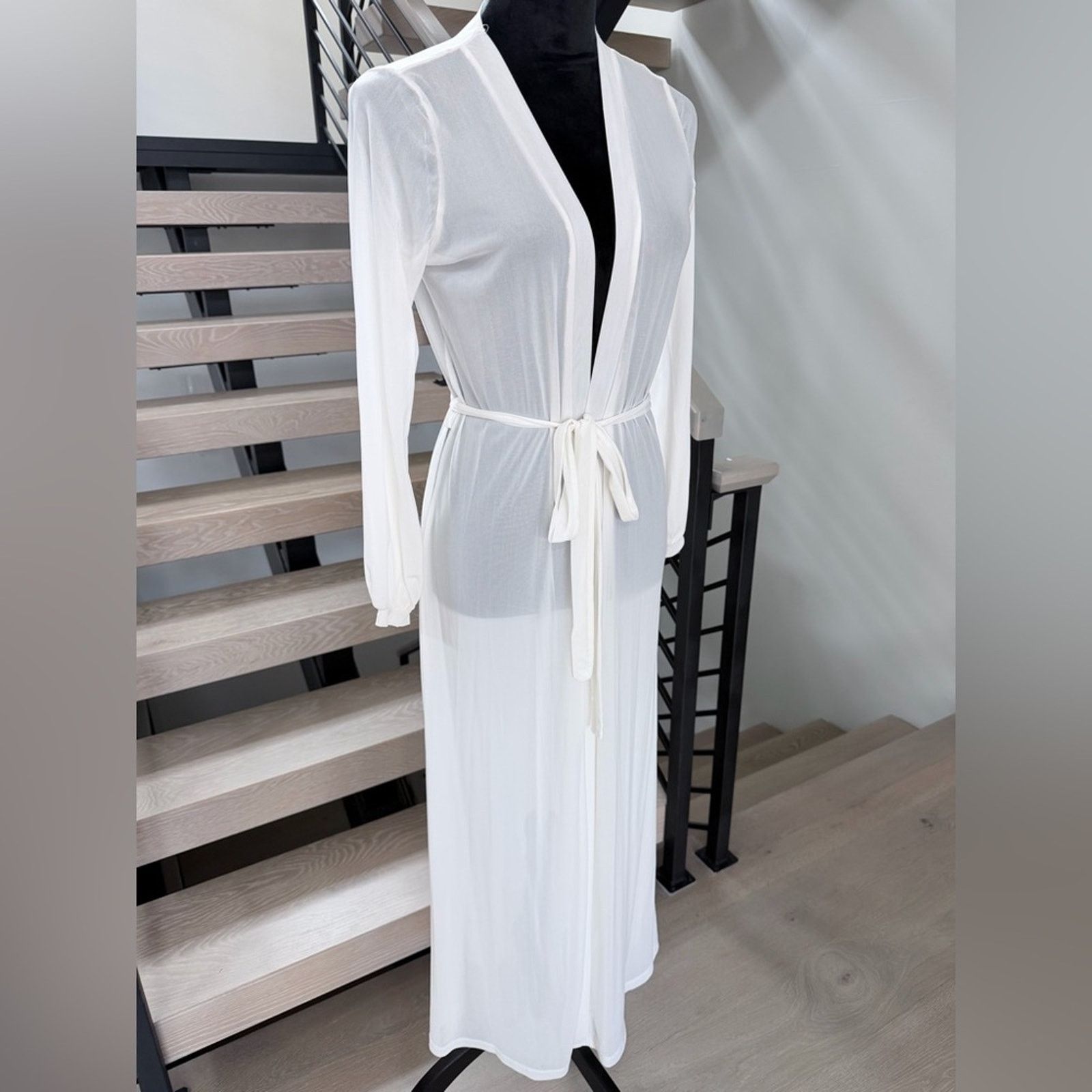 Other White Sheer Maxi Cover Up Lightweight Chiffon Robe one size Size ONE SIZE - 2 Thumbnail