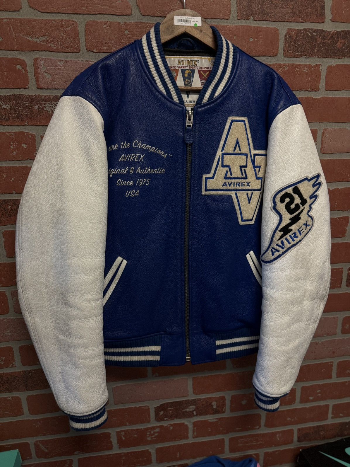 Avirex Avirex Blue White Leather Jacket Size Medium 🧼 Size US M / EU 48-50 / 2 - 1 Thumbnail