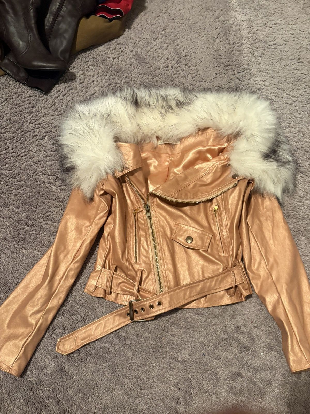 Other PINK FUR LEATHER JACKET Size S / US 4 / IT 40 - 1 Thumbnail