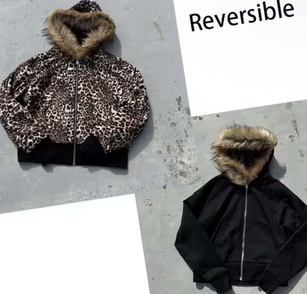 Other Double Sided Reversible Leopard Pattern Fur Hoodies Jackets Size US M / EU 48-50 / 2 - 1 Thumbnail