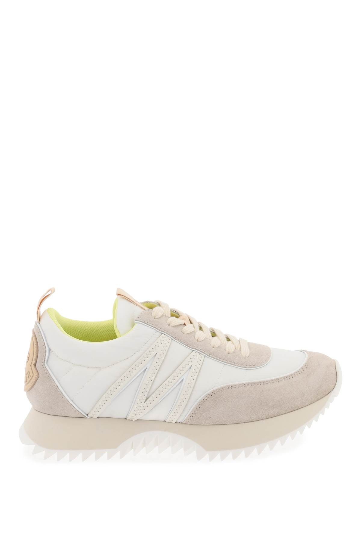 image of Moncler Pacey Sneakers In Nylon And Suede Leather in Cream, Women's (Size 8)