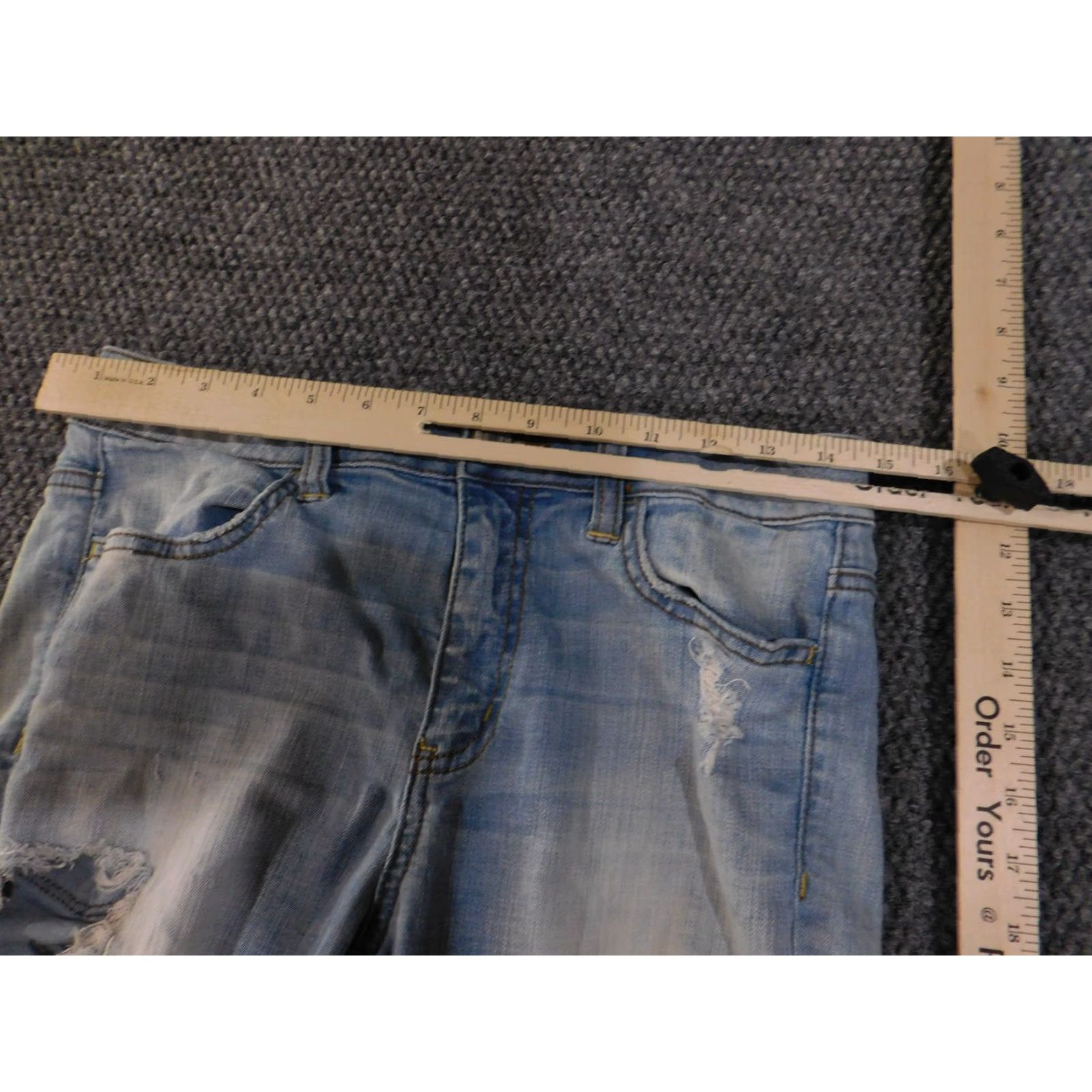 Vintage VINTAGE? No. American Eagle Jeans Womens 8 Blue Hi-Rise Jegging Crop Distressed Super Stretch Pockets Zip Fly Size 30" / US 8 / IT 44 - 6 Thumbnail