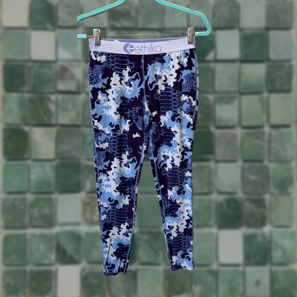 Vintage ETHIKA Women's Leggings Blue Multi-Print M Size 26" / US 2 / IT 38 - 1 Thumbnail