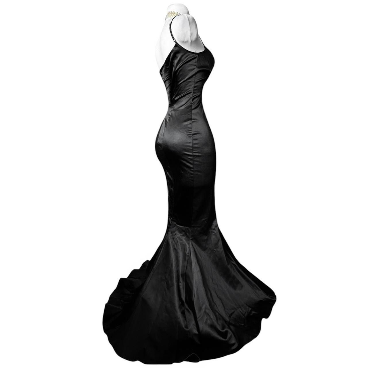 Vintage Iconic black satin draped dress Size S / US 4 / IT 40 - 5 Thumbnail