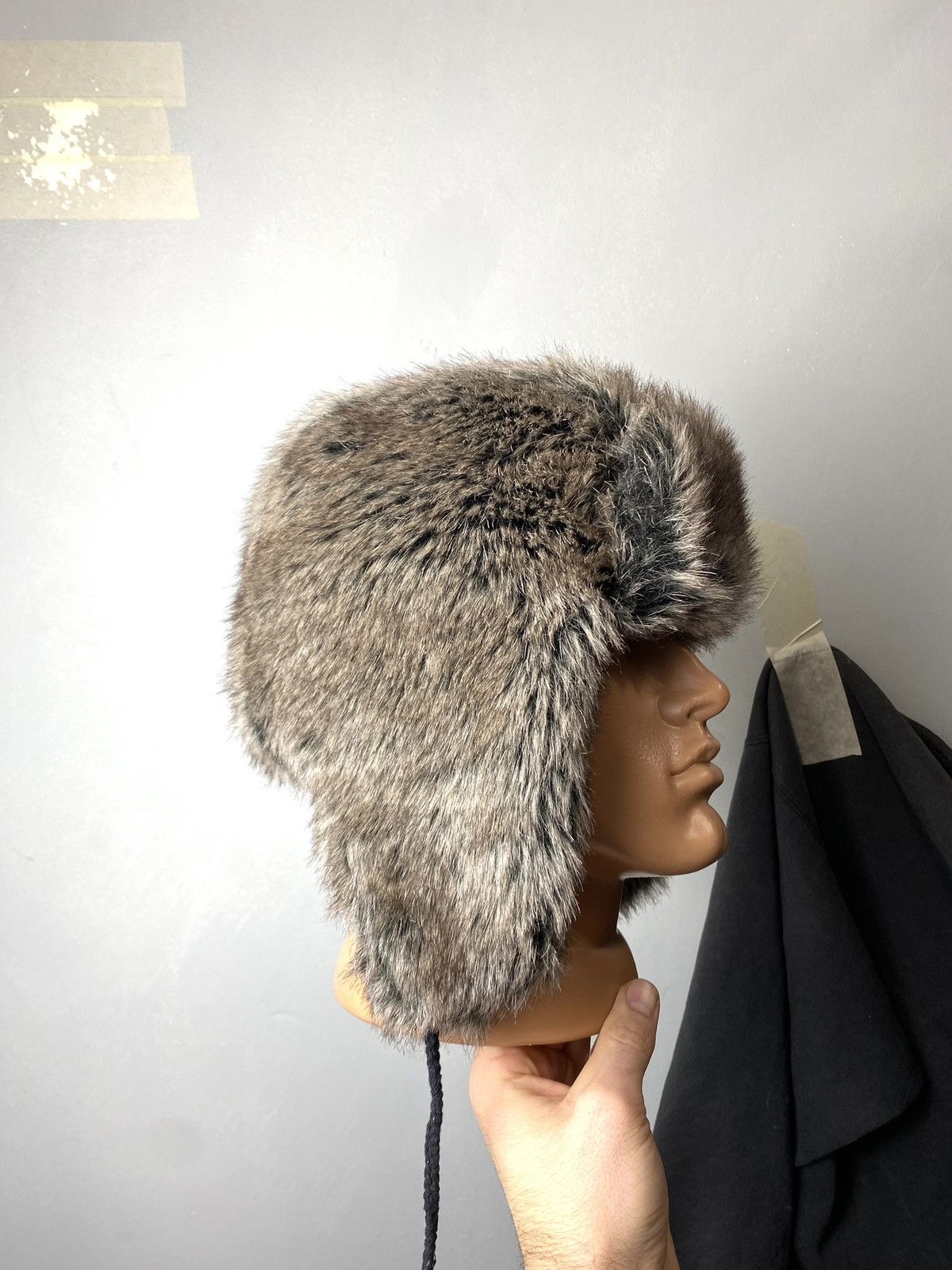 Japanese Brand Vintage Soviet Era Black Fur Ushanka Trapper Hat Winter Cap Size ONE SIZE - 7 Thumbnail