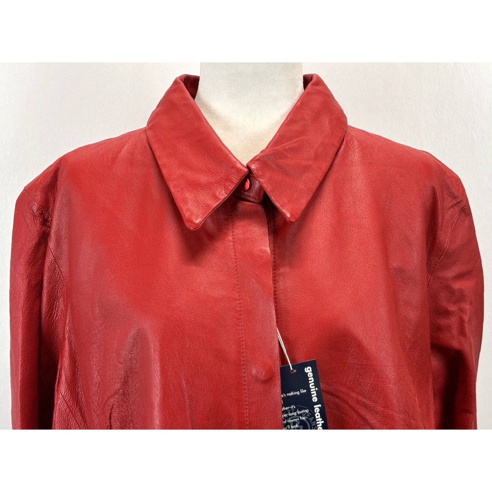 Vintage VINTAGE Venezia Leather Jacket Shacket Women’s Plus Size 26/28 Red Lined Casual Fall Winter Spring Size 4XL / US 24-26 - 5 Thumbnail
