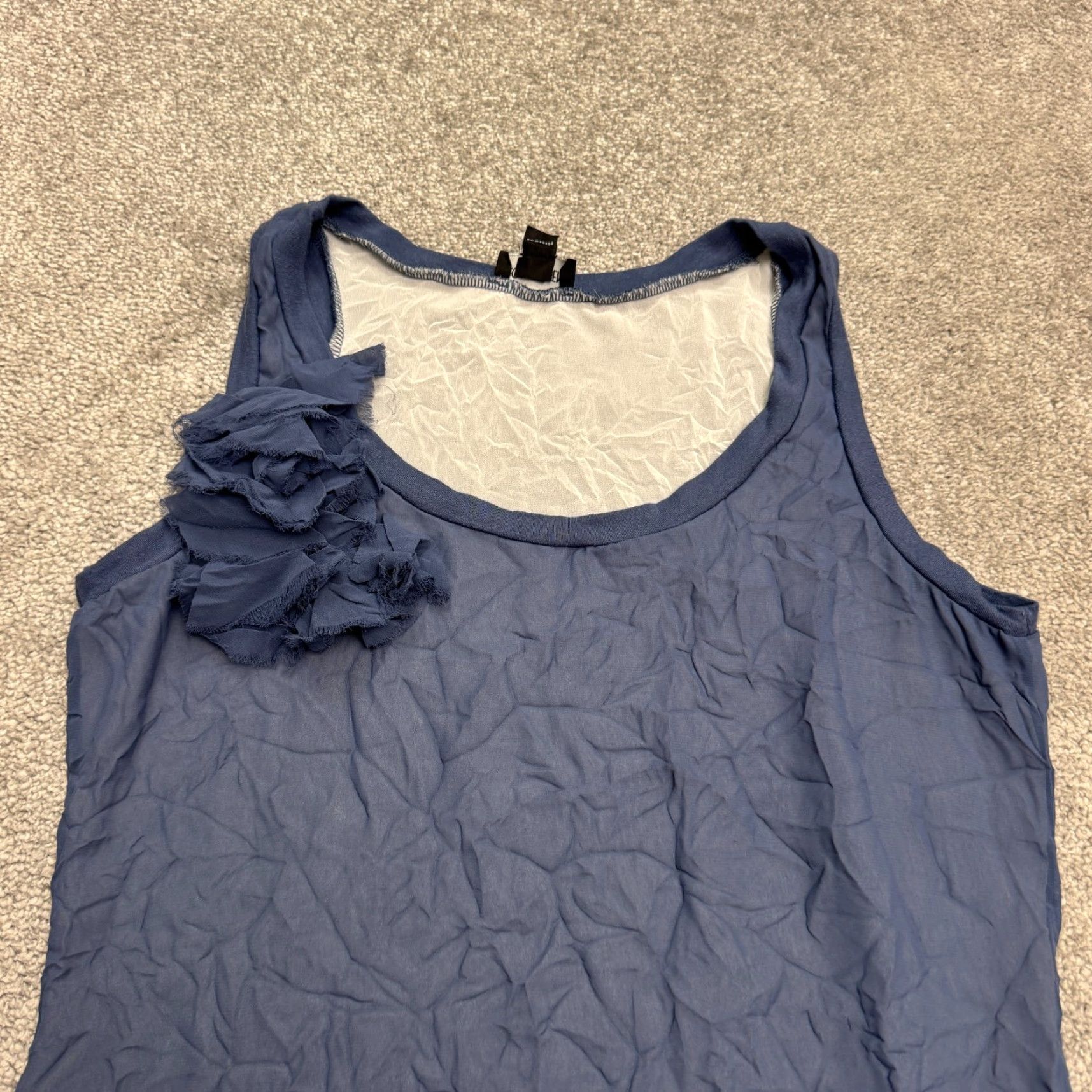 Vintage Ronen Chen Layered Tunic Tank Top Womens 4 Blue Asymmetrical Flower Chiffon Sleeveless Strappy Shoulder Wide Strap Tank Size S / US 4 / IT 40 - 3 Thumbnail