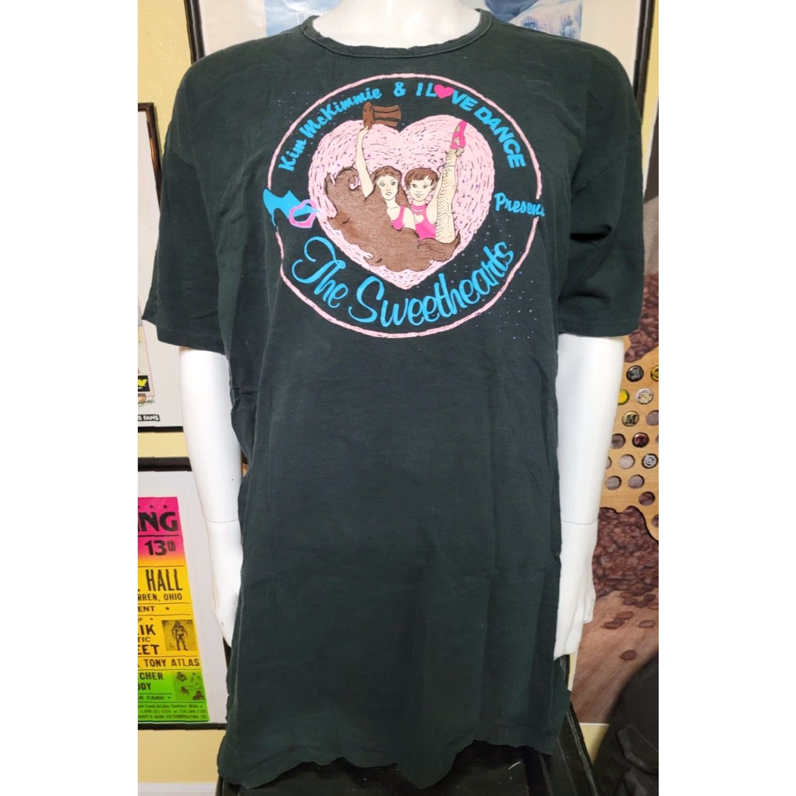 DANCER VTG Womens T Shirt OSFA Black 100% Cotton I Love Dance The Sweethearts Logo Tee Short Sleeve Round Neck Casual 90s Dance Womens Size ONE SIZE - 2 Thumbnail