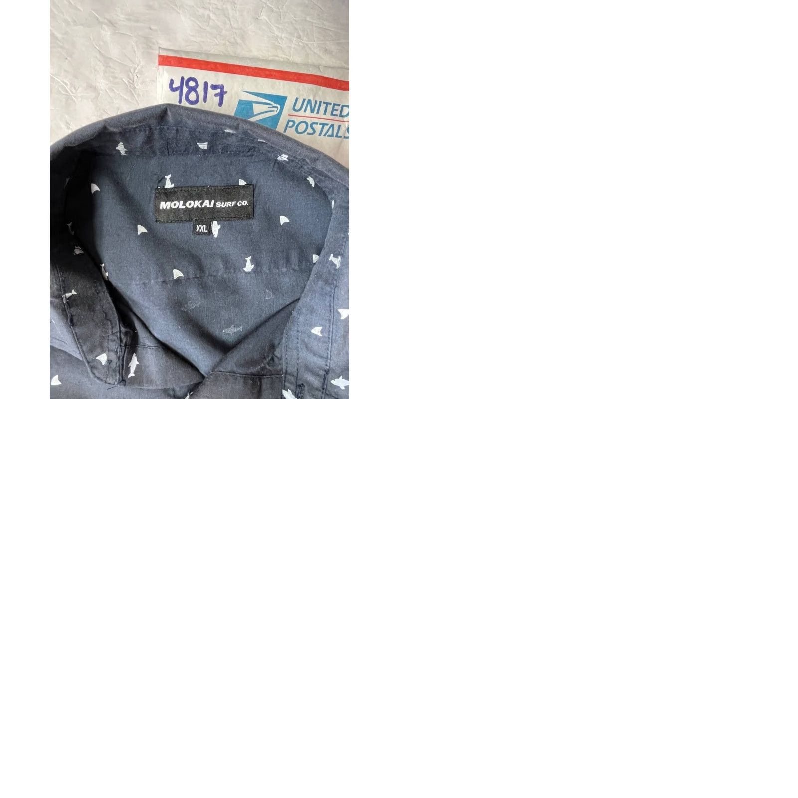 CO Molokai Surf Co Shirt Men 2XL Blue Button-Up Short Sleeve Collared Knit Cotton Polyester Casual All Seasons Lightweight Missing Button See Pic Size US XXL / EU 58 / 5 - 9 Thumbnail
