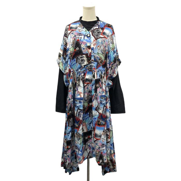 Balenciaga Balenciaga Postcard Print Midi Dress Size 2 Size S / US 4 / IT 40 - 1 Thumbnail